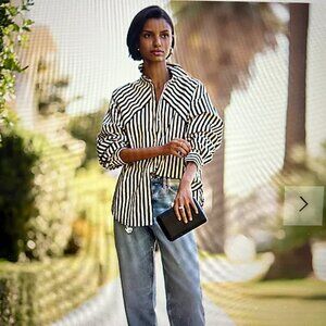 NWT Poplin Striped Boyfriend Portofino Shirt Size S